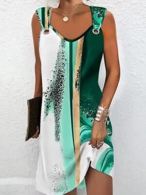 Elegant Sexy Geometric Strap Sleeveless Mini Slip Dress - Image 1