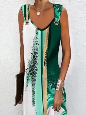 Elegant Sexy Geometric Strap Sleeveless Mini Slip Dress - Image 3