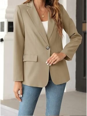 Elegant Solid Long Sleeve V Neck Light Brown Shrug - Image 4