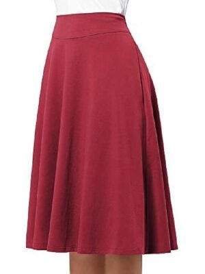 Elegant Swing Knitted Solid Midi Skirt - Image 3