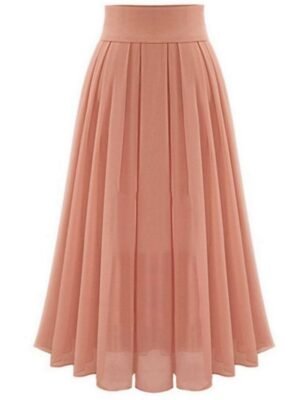 Elegant Swing Patchwork Maxi Pleated Skirt - Image 4