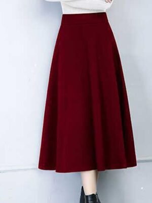 Elegant Swing Solid Midi Pocket Skirt - Image 7