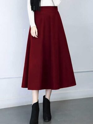 Elegant Swing Solid Midi Pocket Skirt - Image 8