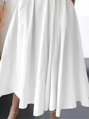 Elegant Vacation Loose V Neck Sleeveless Midi Dress - Image 3