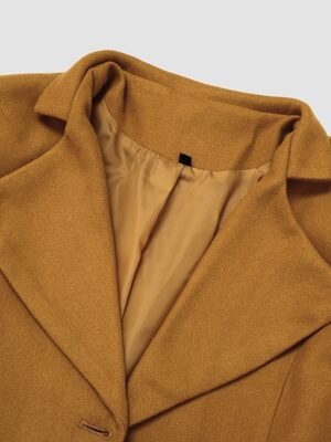 Elegant Wool Blend Lapel Long Sleeve Winter Pea Coat - Image 10