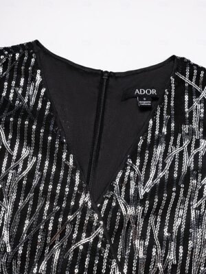 Elite Wide Leg Sequin Fringe V Neck Jumpsuit - Image 11