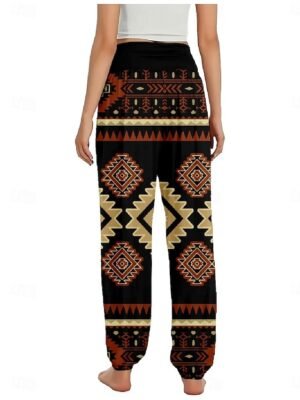 Ethnic Boho Wide Leg Paisley High Waist Full Length Trousers - Image 11
