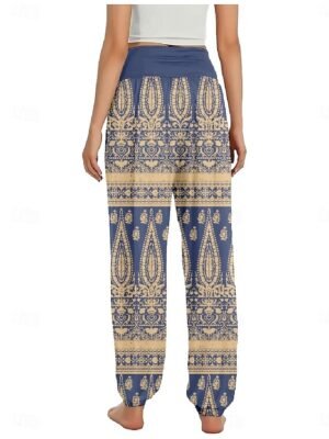 Ethnic Boho Wide Leg Paisley High Waist Full Length Trousers - Image 17