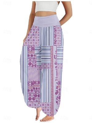 Ethnic Boho Wide Leg Paisley High Waist Full Length Trousers - Image 19