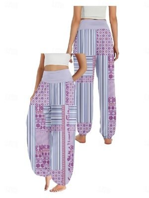 Ethnic Boho Wide Leg Paisley High Waist Full Length Trousers - Image 21