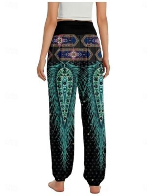 Ethnic Boho Wide Leg Paisley High Waist Full Length Trousers - Image 8