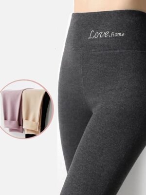 Fashion Ankle-Length High Waist Plain Thermal Tights - Image 4