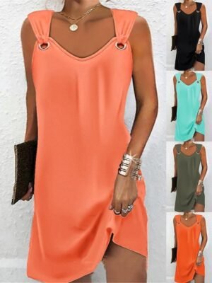 Fashion Basic Ruched Strap Sleeveless Mini Dress - Image 1