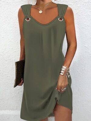 Fashion Basic Ruched Strap Sleeveless Mini Dress - Image 15