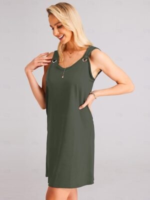 Fashion Basic Ruched Strap Sleeveless Mini Dress - Image 16