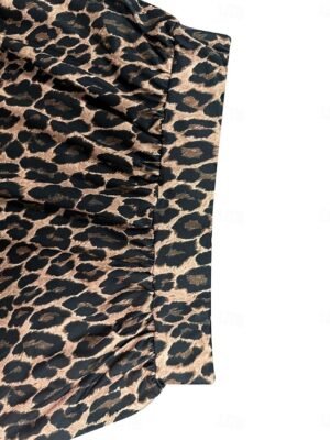 Fashion Casual A-Line Leopard High Waist Maxi Skirt - Image 5