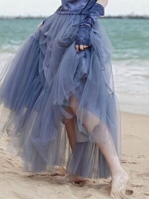 Fashion Casual A-Line Solid High Waist Maxi Skirt - Image 1