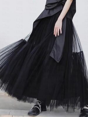 Fashion Casual A-Line Solid High Waist Maxi Skirt - Image 6