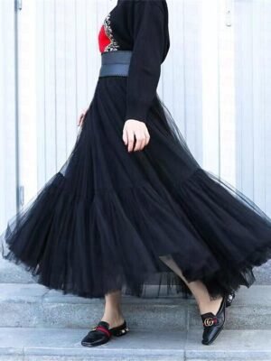 Fashion Casual A-Line Solid High Waist Maxi Skirt - Image 7