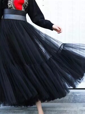 Fashion Casual A-Line Solid High Waist Maxi Skirt - Image 8