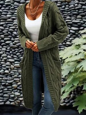 Fashion Casual Solid Hooded Long Sleeve Cardigan - Image 7