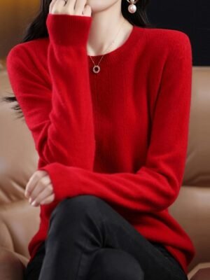 Fashion Casual Solid Ribbed Crew Neck Long Sleeve Regular Sweater - Image 12