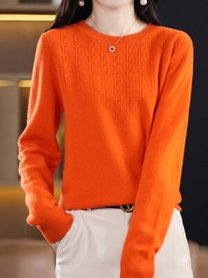 Fashion Casual Solid Ribbed Crew Neck Long Sleeve Regular Sweater - Image 13