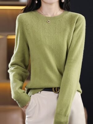 Fashion Casual Solid Ribbed Crew Neck Long Sleeve Regular Sweater - Image 14