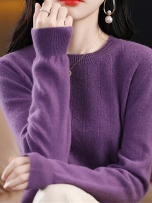 Fashion Casual Solid Ribbed Crew Neck Long Sleeve Regular Sweater - Image 18