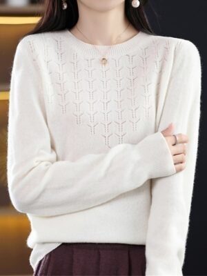 Fashion Casual Solid Ribbed Crew Neck Long Sleeve Regular Sweater - Image 6