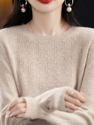 Fashion Casual Solid Ribbed Crew Neck Long Sleeve Regular Sweater - Image 8