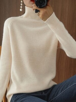 Fashion Casual Solid Stand Collar Long Sleeve Regular Knit Sweater - Image 7