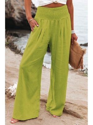 Fashion Casual Wide Leg High Waist Full Length Trousers - Image 14
