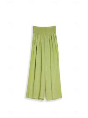 Fashion Casual Wide Leg High Waist Full Length Trousers - Image 25