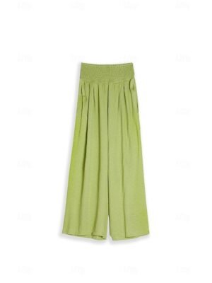 Fashion Casual Wide Leg High Waist Full Length Trousers - Image 27