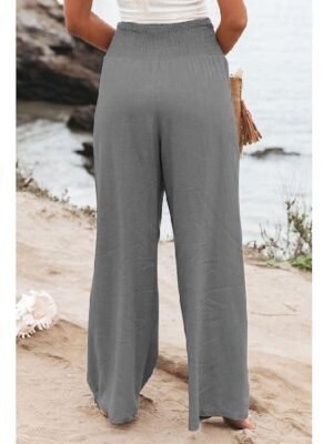 Fashion Casual Wide Leg High Waist Full Length Trousers - Image 6