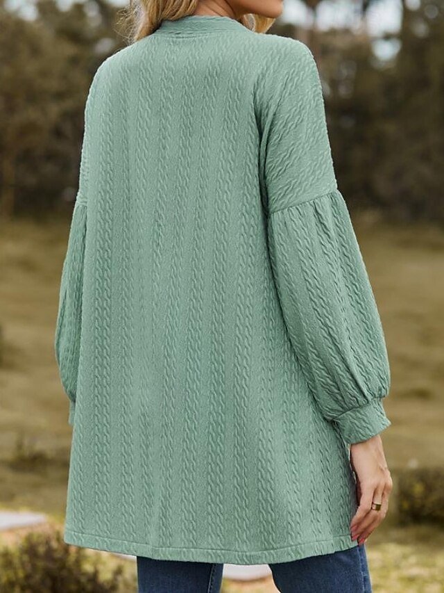 Fashion Loose Fit Solid Colour Long Sleeve Spring Outerwear - Image 2