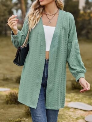 Fashion Loose Fit Solid Colour Long Sleeve Spring Outerwear - Image 3