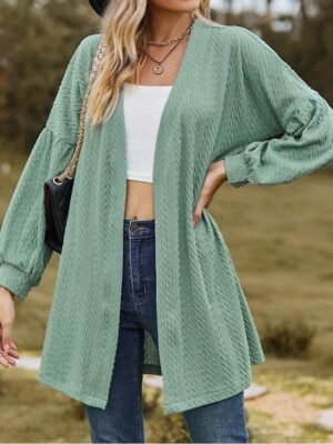 Fashion Loose Fit Solid Colour Long Sleeve Spring Outerwear - Image 4