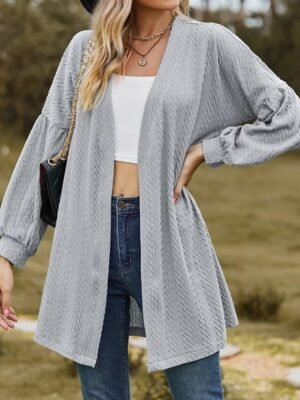 Fashion Loose Fit Solid Colour Long Sleeve Spring Outerwear - Image 6