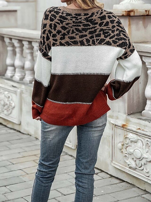 Fashion Loose Graphic Animal Crew Neck Long Sleeve Knit Top - Image 2