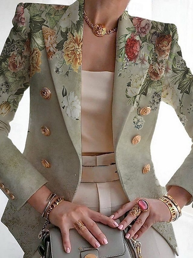 Fashion Regular Fit Floral Turndown Long Sleeve Blazer - Image 2