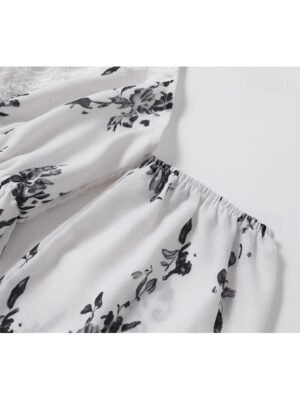 Fashion Regular Fit Floral V Neck Long Sleeve Mini Dress - Image 7