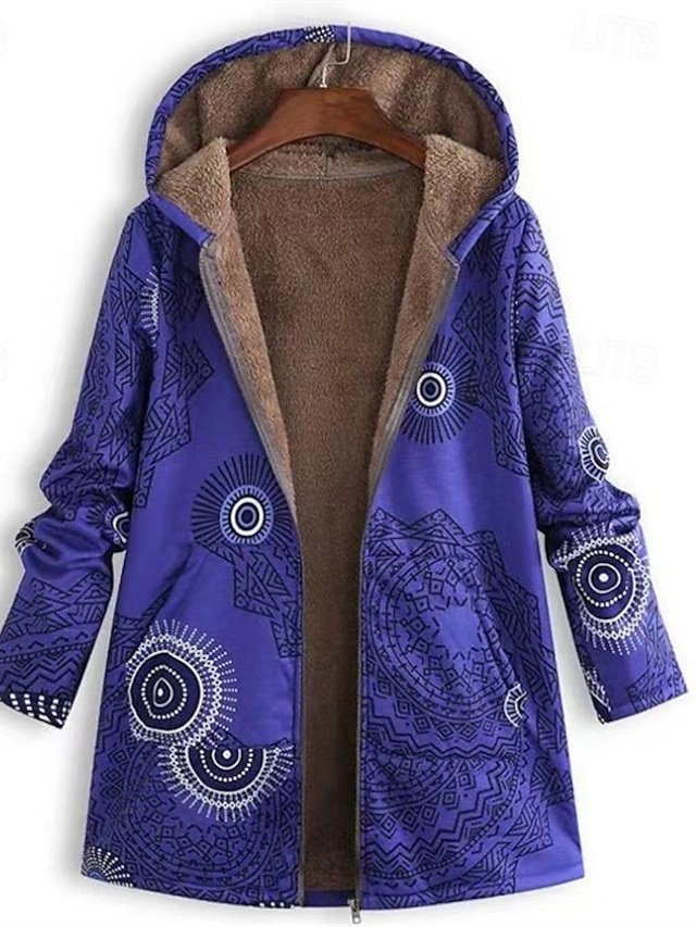 Fashion Regular Fit Geometric Zipper Hooded Long Sleeve Jacket - Image 1