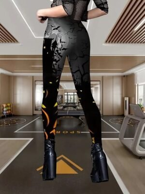 Fashion Regular Fit Graphic High Waist Long Leggings - Image 3