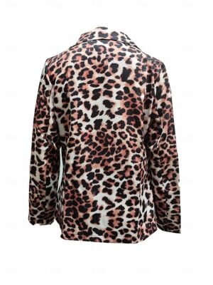 Fashion Regular Fit Leopard Long Sleeve Winter Blazer - Image 2