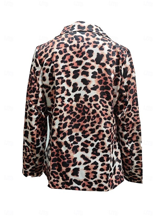 Fashion Regular Fit Leopard Long Sleeve Winter Blazer - Image 2
