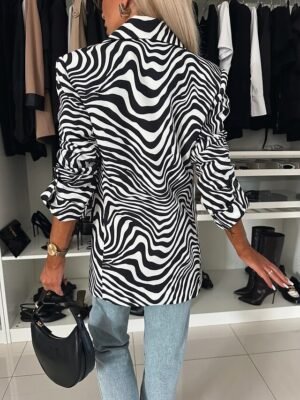 Fashion Regular Fit Leopard Long Sleeve Winter Blazer - Image 4