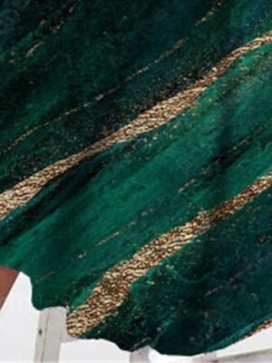 Fashion Regular Fit Marble Crew Neck Long Sleeve Midi Dress - Image 2