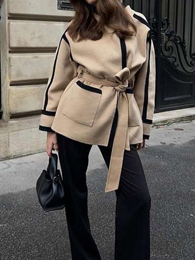 Fashion Regular Fit Patchwork Stand Collar Long Sleeve Winter Coat - Image 1